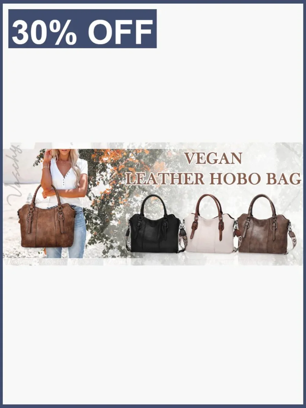 Vegan Leather Hobo Purse 4-in-1 Crossbody Shoulder Tote Handbag